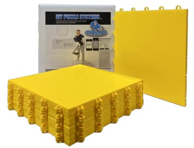 InOut Flooring 8 Yellow Tiles - High Durability Colored Flooring Tiles - Interlocking Versatile Training Surface - Roller Skate Indoor&Outdoor, Dance Floor Tiles, Basketball Tiles, Multi Sports Floor