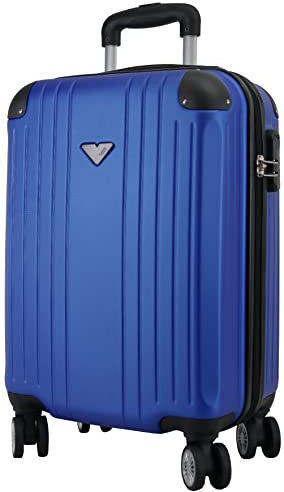 VIDA Valise Rigide Taille Cabine VR610B Roues Doublons Qualité/Prix (Bleu Jean (Navy), S - Small - 40L - 54x34x20cm - 2,3kg)