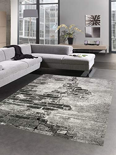 CARPETIA Teppich Steinoptik Wohnzimmer Teppich grau Größe 160x230 cm