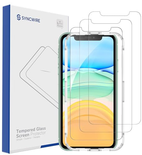 Syncwire 3 Pezzi Pellicola Vetro Temperato per iPhone 11/XR - Pellicola Protettiva Vetrino iPhone 11 iPhone XR 6,1 Pollici, con Strumento di Installazione Facile [HD Chiaro]