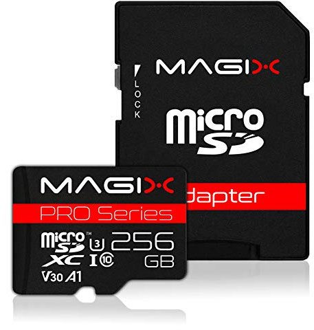 Magix MicroSD Speicherkarte PRO Series Klasse10 V30 + SD Adapter bis zu 95 MB/s (256GB)