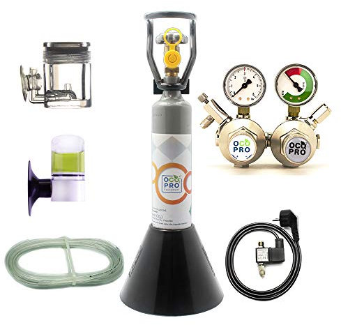 OCOPRO Doppelkammer CO2 Anlage DBL-350 Plus Aquarium mit Nachtabschaltung & VOLLE 500g Mehrwegflasche