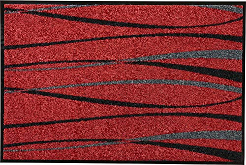 Erwin Müller Fußmatte Mayen weinrot Größe 80x150 cm, Schmutzfangmatte, Sauberlaufmatte Streifen - langlebig, pflegeleicht, rutschfest, für Fußbodenheizung geeignet