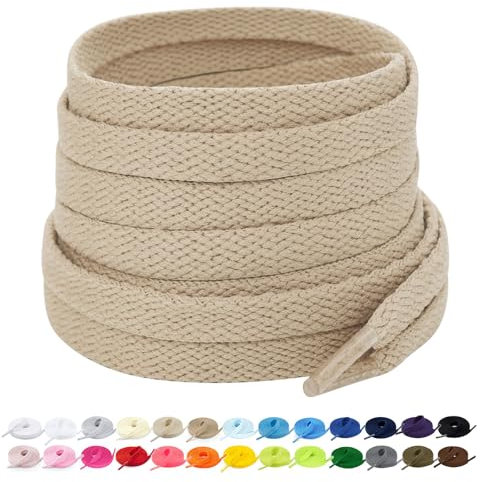 Stepace 2 Pares - Cordones Planos para Zapatos, 8mm de Ancho, Cordones Premium de Reemplazo para Zapatillas, Atletismo, Zapatos Casuales Caqui 120cm