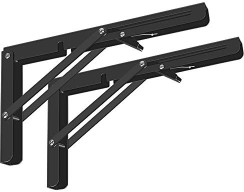 Faltbare Regalhalterungen, 2er-Pack, belastbar, dreieckig, Regalhalterung für Bank, Tisch, Wandmontage, maximale Belastung 45.4 kg (20.3 cm, schwarz)