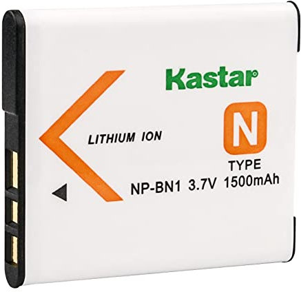 Kastar 1 batterie de rechange pour Sony NP-BN1 NPBN1, batterie de type N, chargeur Sony BC-CSN, BC-CSNB, Sony Cyber-Shot DSC-WX150, Cyber-Shot DSC-WX200, Cyber-Shot DSC-WX220, Cyber-Shot DSC-J10