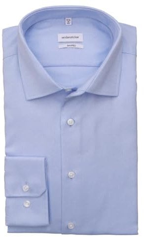 Seidensticker Herren Business Hemd - Shaped Fit - Bügelleicht - Kent-Kragen - Langarm - 100% Baumwolle, Blau, 41 EU