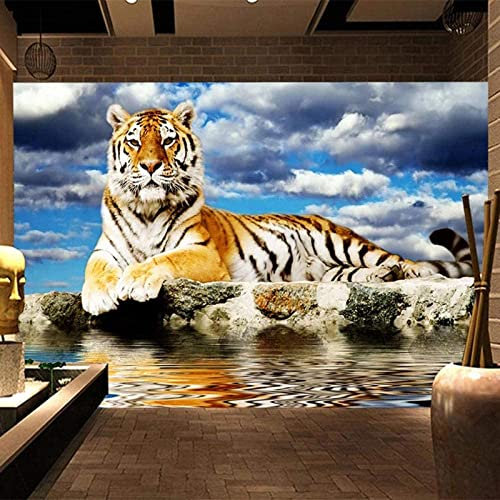 Custom 3D Photo Wallpaper Tiger Animal Mural Photo Large Poster Living Room Bedroom Tv Background Wall Home Decoration Peel and Stick Children's Room Wall Art 98X 68