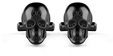 Philipp Plein Herren Manschettenknöpfe Edelstahl IP Schwarz 3D Skull PJ9AA05CU