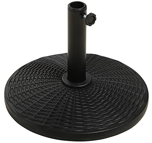 Outsunny Pied de Parasol Rond Base de lestage Ø 44,5 x 32 cm Poids Net 12,5 KG HDPE et Ciment Noir