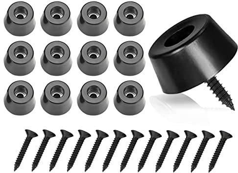 ZoeTekway 12 Patas de Goma Negras para Tablas de Cortar con Tornillos de Acero Inoxidable, topes de Goma Resistentes a los Tornillos, Patas Redondas de Goma, atornillables