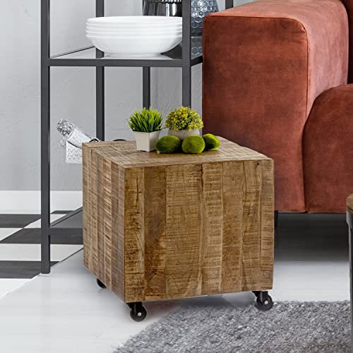 casamia Beistelltisch Couchtisch quadratisch 45x45x45 cm Blumentisch Quadro nachhaltig Altholz