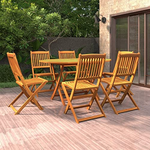 XIAOGUANG 7-TLG. Garten-Essgruppe, Esstisch Mit Stühlen Set, Gartenmöbel Sitzgruppe, Balkon Möbel, Gartentisch Und Stühle, Essgruppe, Gartengarnitur, Massivholz Akazie