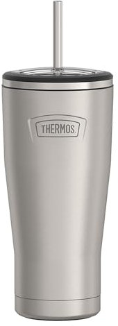 ICON SERIES BY THERMOS Stainless Steel Cold Tumbler with Straw, 24 Ounce, Matte Stainless Steel