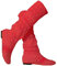ORANDESIGNE Donna Ricamo Stivali Estive Traspirante Stivali Elegante Sandali Tinta Unita Stivali Piatti Testa Rotonda Stivali Alti Stivali da Cavaliere A Rosso 38 EU