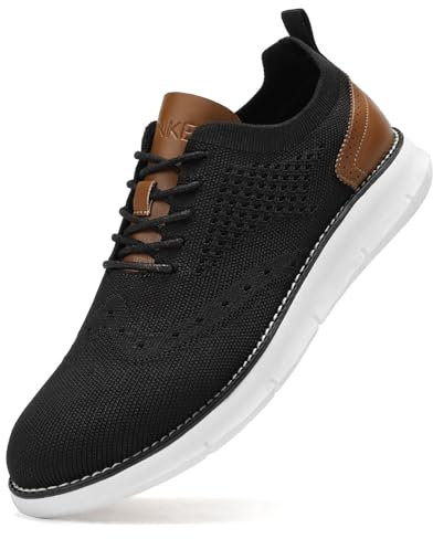 SVNKE Herren Anzugschuhe Atmungsaktiv Gestrickter Stoff Schnürschuhe Formale Moderne Klassische Freizeit Schuhe Oxfords Hochzeit Schuhe Schwarz 44
