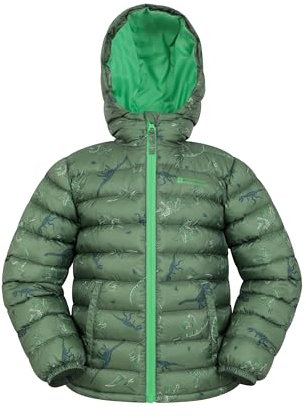 Mountain Warehouse Seasons Steppjacke für Kinder - Ultraleichte, warme, wasserdichte Steppjacke. Jungen & Mädchen Winterjacke mit Kapuze & Reißverschluss Khaki 7-8 Jahre