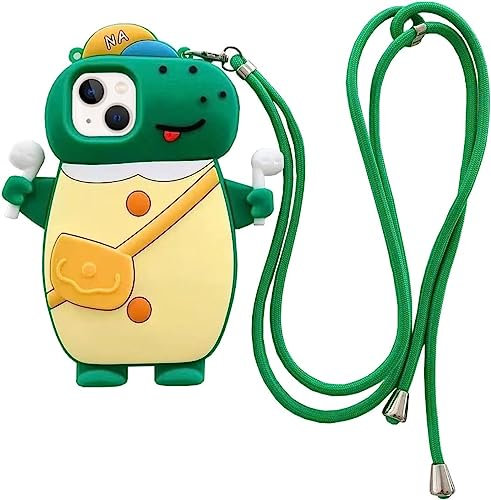 SGVAHY Phone Case for iPhone 12 Case Dinosaur Kawaii Phone Cases 3D Silicone Cartoon Case with Keychain Fun Apply to iPhone 12 Cute Case Soft Rubber Shockproof Protective Case for Women Girls