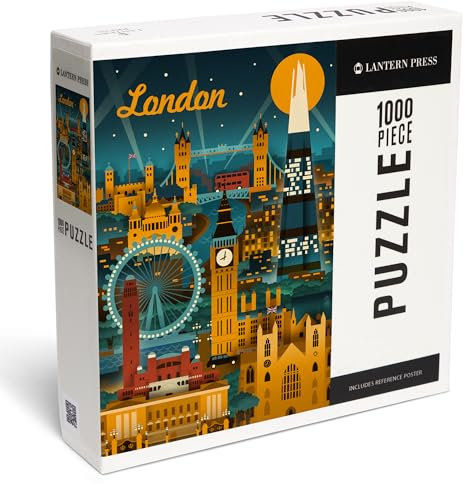 Lantern Press 1000 Piece Jigsaw Puzzle, London, England, Retro Skyline