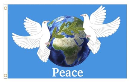 Bogjiru Bandiera della Colomba della Pace Mondiale 3x5ft 150x90cm Poliestere Stop The War Banner Occhielli Personalizzati Promozione pubblicitaria Volare