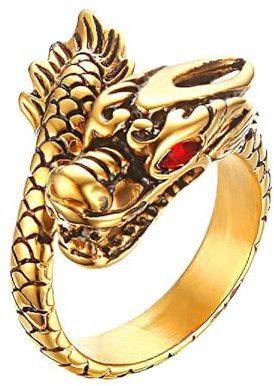 Bijoux Personnalité vintage dragon chinois homme titane bague en acier