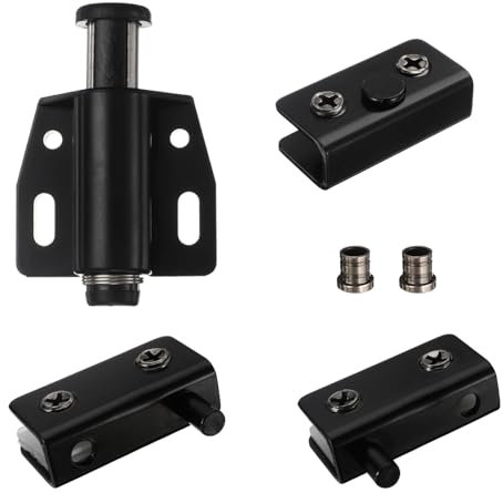 QUARKZMAN Charnière de Porte en Verre, 1 Ensemble - Loqueteaux Magnétiques et Pinces en Acier Inoxydable pour Porte Simple, pour Vitrine de Placard à Porte en Verre Pivotante (Noir)