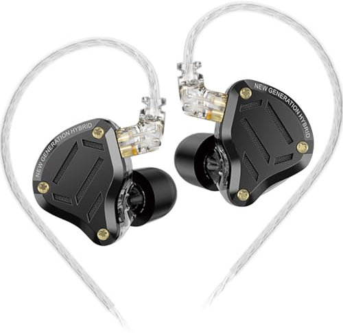 KZ ZS10 pro2 Hybrid Driver in-Ear Headphone,5 Drivers HiFi in-Ear Monitor Audiophiles Earphone,KZ IEM Tunable Musician Earbud (Black, Without Mic)