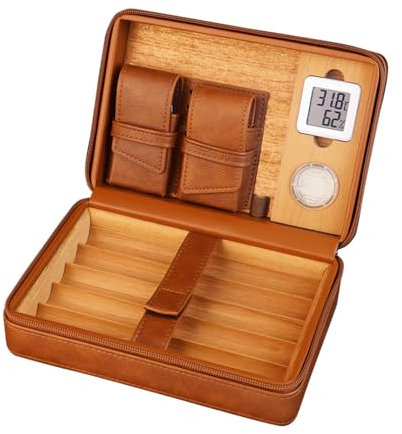 KHZKHC Reise-Zigarren-Humidor, Zigarrenzubehör, Elektronisches Thermometer, Kristall-Feuchtigkeitscreme, Große Werkzeugtasche, Nicht Anfällig Kratzer, Feuchtigkeitsaufnahme
