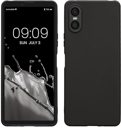 kwmobile Hülle kompatibel mit Sony Xperia 10 VI Hülle - weiches TPU Silikon Case - Cover geeignet für kabelloses Laden - Schwarz
