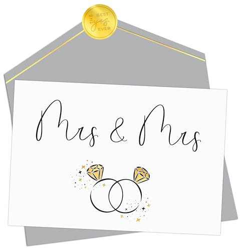 Joli Coon Hochzeitskarte Mr Mrs - Zur Hochzeit die besten Glückwünsche Klappkarte mit Kuvert und goldenem Siegelsticker