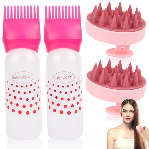 Lnjya Haarfärbebürste Flasche,Haaröl Applikator,Hair Oil Applicator, Wurzelkamm Applikator Flasche Haare,Hair Oiling,öl Applikator Haare,Shampoo Bürste,Auftrageflasche Haare,Kopfmassage Bürste