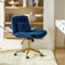 HULALA HOME Vanity Chair with wheels Criss Cross Legged Armless Adjustable Height Velvet Swivel Chair for Home Office Bedroom