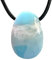 Steinfixx Seltener und wunderschöner Larimar Anhänger in Tropfenform an Baumwollband mit 925 Silber Verschluss