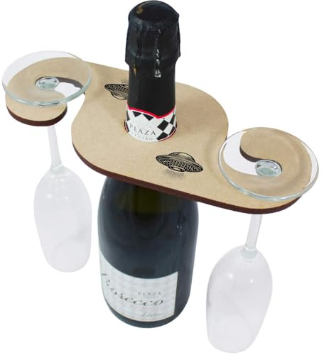 Azeeda 'Flying Saucer' Wooden Wine Glass/Bottle Holder (GH00073363)