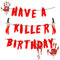 Banner „Have a Killer Birthday“, Halloween-Horror-Partydekoration mit blutigen Waffen für Horrorfilm-Partys, Halloween-Zombie-Vampir-Partydekorationszubehör