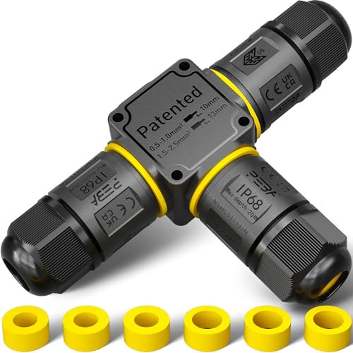 PEBA Connettore per cavi impermeabile a 3 vie, 3 poli, IP68, impermeabile, diametro del cavo 4-12 mm, scatola di distribuzione esterna, 3 conduttori, morsetto di collegamento con leva per esterni