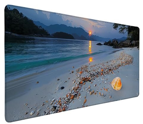 Mauspad Blau Gaming Mauspad 800x400 Mauspad xxl Optimiert für Gaming-Sensoren Strand Schreibtischunterlage Vernähten Kanten Wasserdicht und Rutschfest Verbessert Präzision und für PC, Laptop J-7