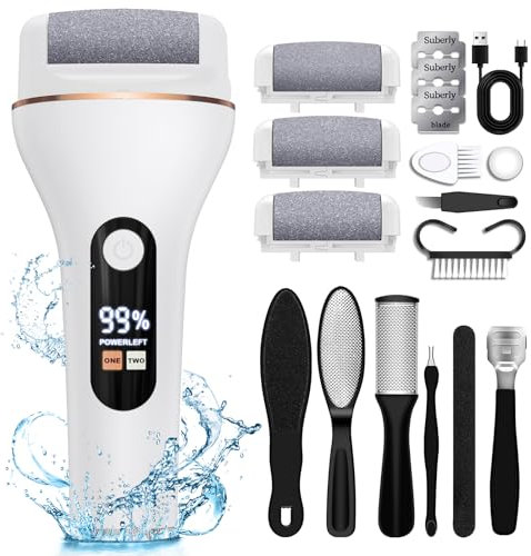 Hornhautentferner Elektrisch - Hornhaut Entfernen Fuß Elektrisch - Hornhauthobe Elektrisch fußraspel mit 2 Gear, IPX7 Wasserdichte Fußfeile für Rissige Fersen, Abgestorbener, Hornhaut entfernen (Weiß)