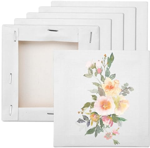 6-Pack Mini Cadre Toile Peinture 10 X 10 Cm Toile A Peindre 100% Coton Toile À Peindre, Toile De Coton, 3 Couches Préapprêtées pour Artiste, Peinture Acrylique Et Huile pour La Peinture À L'Huile