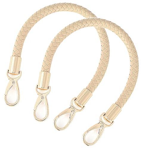 WANYI 2 Stück 40cm Taschenhenkel Leder Taschengurte zum Wechseln DIY Taschengriffe Schultergurt Taschenriemen Ersatzhenkel für Taschen Handtasche Geldbörse mit 2 Gold Karabinerhaken (Aprikose)