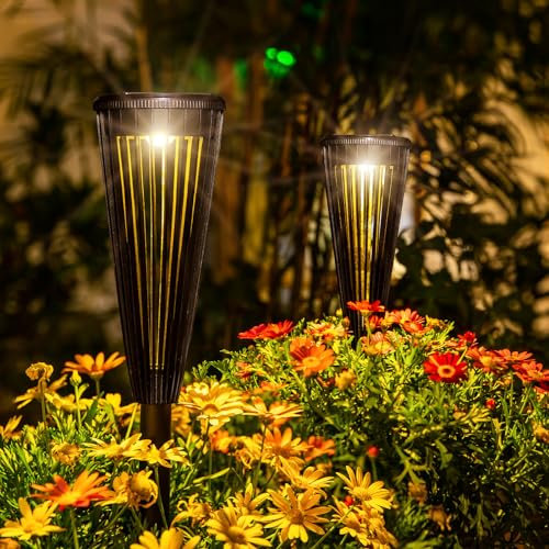 MAGGIFT 4 Stück Solarleuchten für Außen, Moderne hohe Qualität Gartenbeleuchtung Solar Außen, Wasserdicht Solarlampe für Außen Garten, Auto Ein/Aus Solarleuchten Garten Deko für Rasen, Terrasse