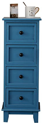 Nachttisch aus Massivholz, Retro, mit 4 Schubladen, schmale Eckkommode für Schlafzimmer, einfache Schublade, Aufbewahrungsschrank