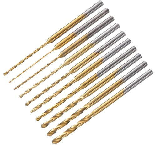 QUARKZMAN 10Pcs Juego De Brocas Mini De Torsión 0.6/0.8/1/1.2/1.4/1.5/1.6/1.8/2/2.2mm Diámetro Micro Brocas De Grabado, Acero De Alta Velocidad Vástago De 2.35mm Recubierto, Ámbar