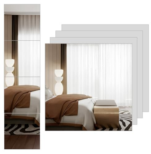 Lokiiz Lot de 4 Miroirs Autocollants en Acrylique pour Murs, Sécurité, Maquillage Mural, Grande Taille, Entraînement, Gym, Couloir, Chambre d'Enfant