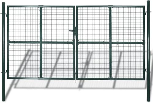 Refined Gartentor Doppeltor Zauntür Tor Garten Zaun Pforte Gartenzaun Tor Stahl Grün (Grün, 306 x 250 cm)