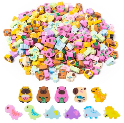 Sxutop 300 Stück Bunt Radiergummi Kinder Neuheit Mini Bleistift Radiergummis Set Niedliche Tiere Radierer Kleine Radier Lustig Mitgebsel Kind Schulbedarf für Schüler Hausaufgaben Schule Geschenke