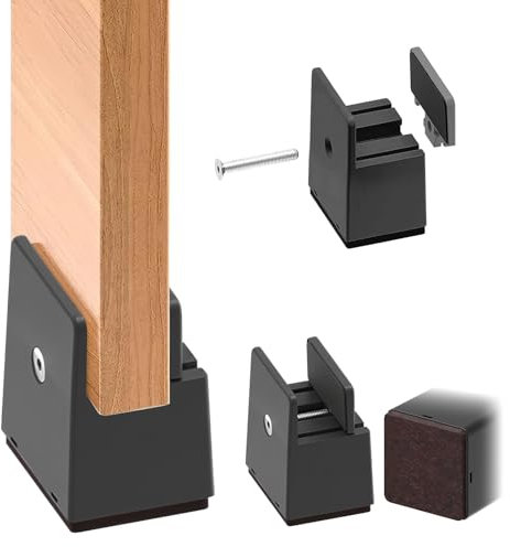4 Stück Möbelerhöhung 5 cm, Verstellbare Tischerhöhung mit Schraubklemme Stuhlerhöhung Bett Erhöhung Möbelerhöher Sofaerhöher Tischerhöher Betterhöhung für 10-37mm Breite Quadrat Möbelerhöhungen