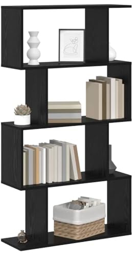 vidaXL Book Cabinet Black 70 x 24 x 129 cm Engineered wood, Living Room Book Cabinet, Modern Freestanding Shelf, Durable Storage Unit, Unique Bookcase, Functional Decor Organizers