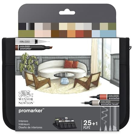 Winsor & Newton Pro Marker, Art and Illustration, Set of 24 | Twin-tipped, Broad chisel nib for broad strokes & shading, Fine bullet tip for precision, Alcohol-Based Ink