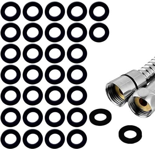 20pcs Shower Hose Washer Rubber Seals, 1/2 Inch ShowerHose Washer Tap Sealing Rings, ShowerHose Connector Washers, for Shower Head and Hose Connecting Fitting (Black)
